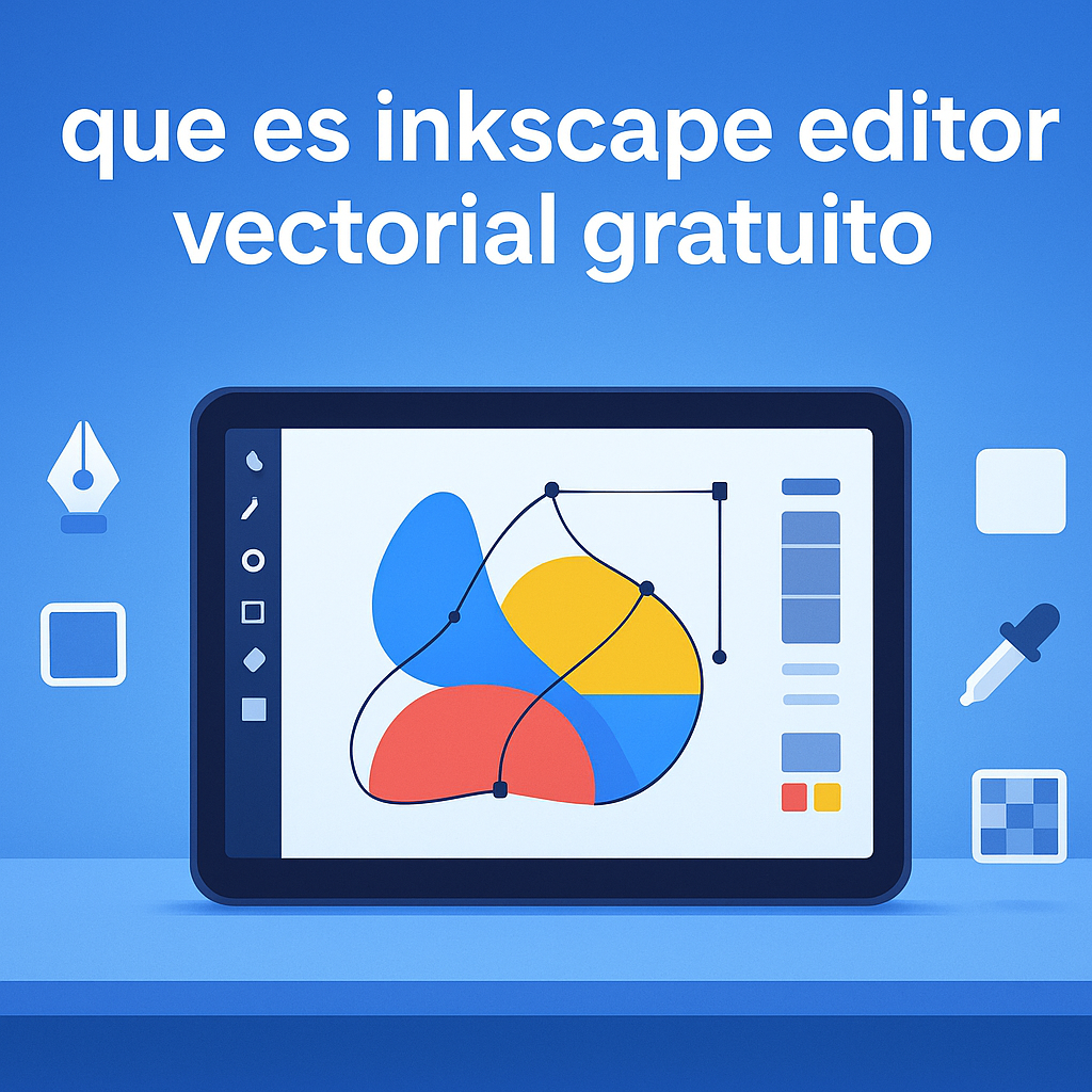 Header image showing a digital workspace with a tablet editing vector graphics, surrounded by design tool icons, in a modern tech setting with SearchAtlas branding.