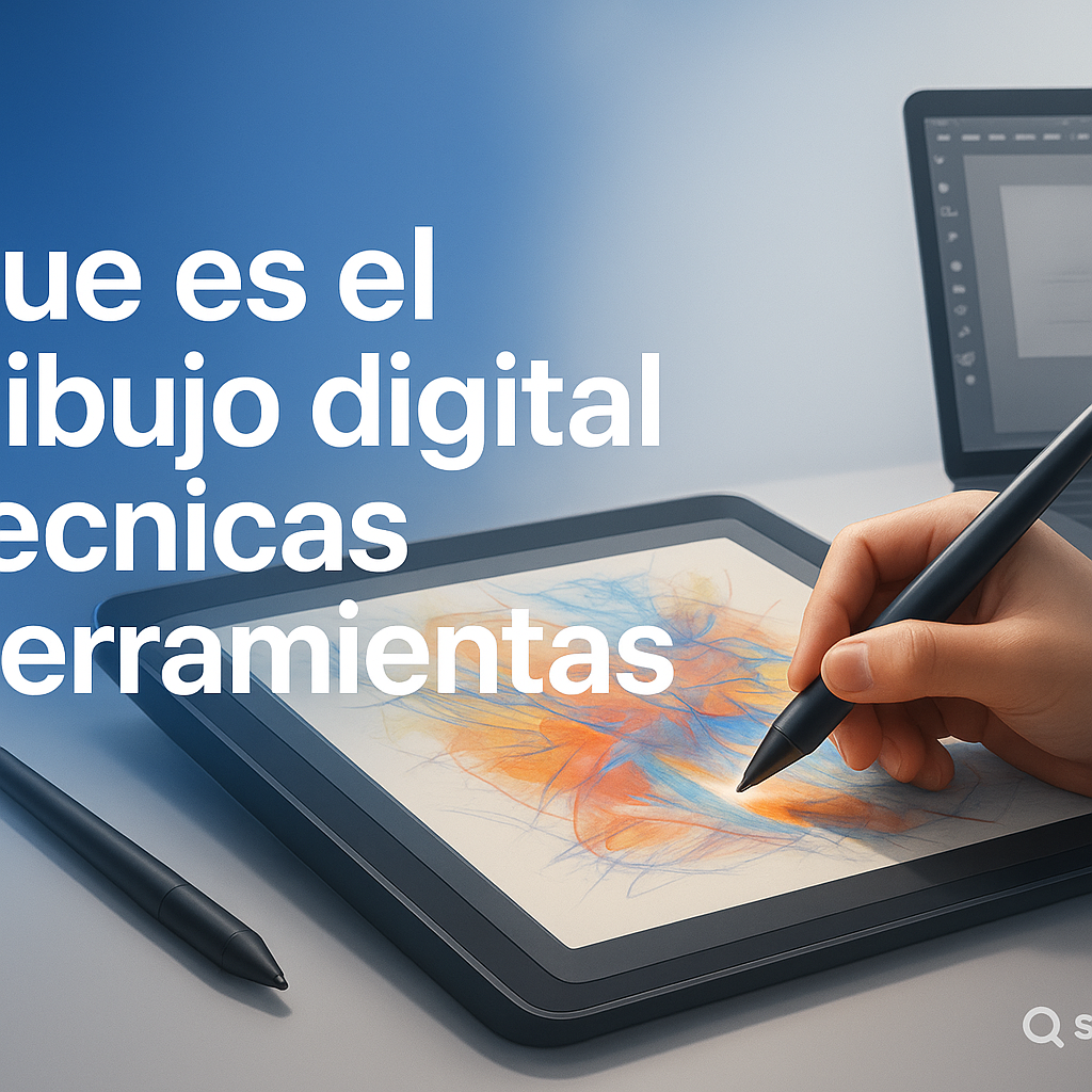 Header image showing digital art creation with stylus on tablet, advanced illustration tools, and modern design software, set against a tech-inspired blue and white gradient background for a professional digital creativity blog.