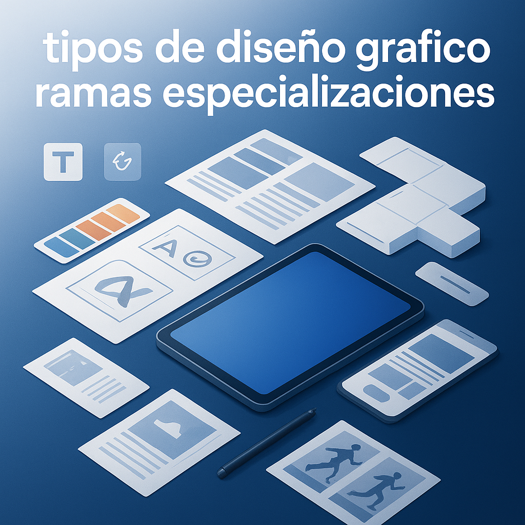 Featured blog header visually representing branches and specialties in visual communication, including branding, editorial, UX/UI, motion, and packaging design, with a modern corporate look using SearchAtlas blue and clean digital illustration style.